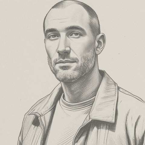 Illustrated persona of Anders Solano: a black-and-white line engraving. No such person exists.