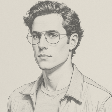 Illustrated persona of Sam Okoro: a black-and-white line engraving. No such person exists.